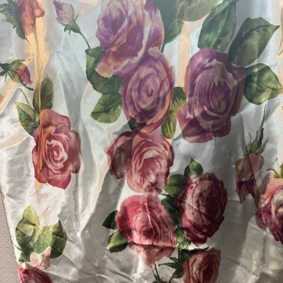 Oscar de la Renta Pink Label Romantic Satin Nightgown Negligee Flare Pink Sz XL - Picture 3 of 8